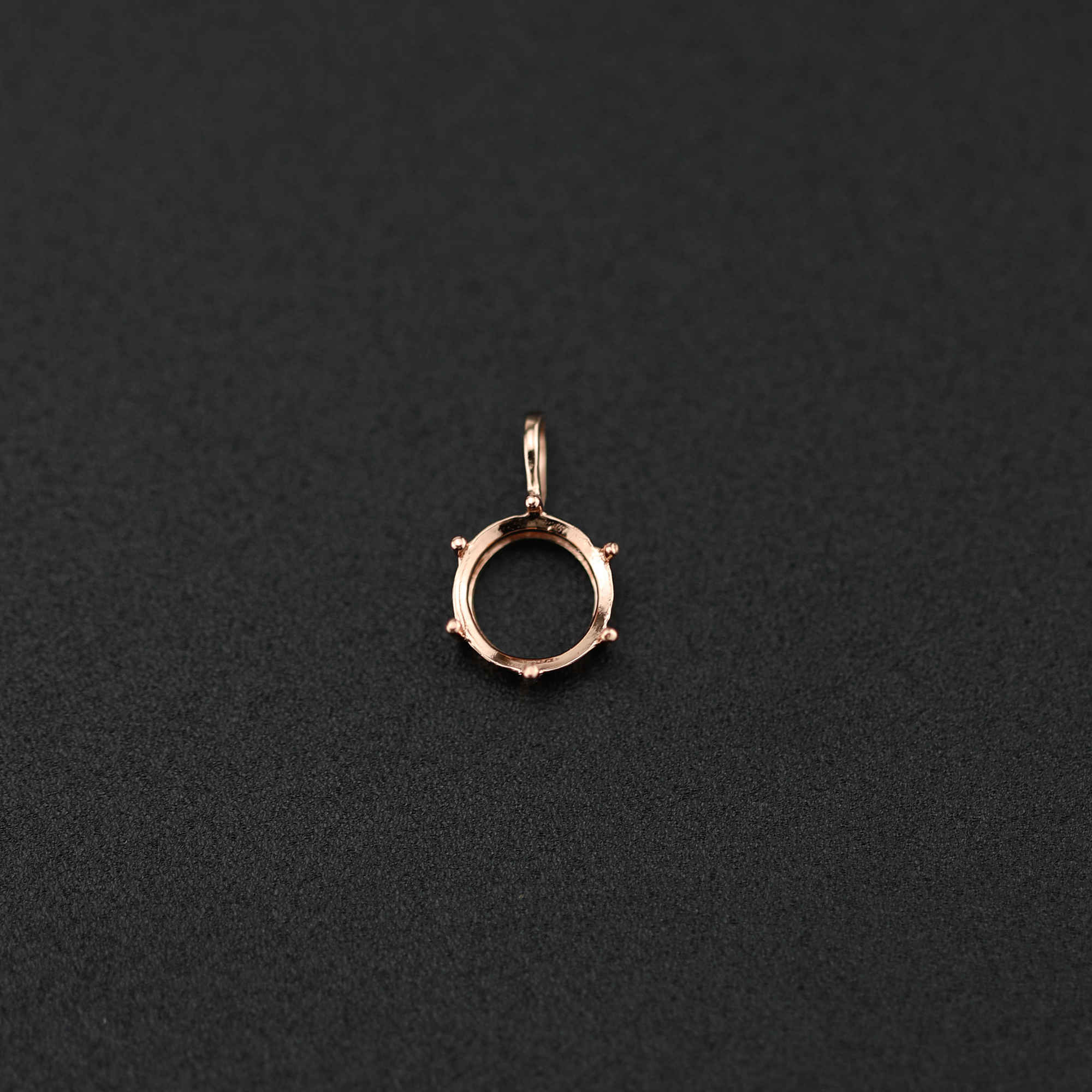 1Pcs 6-8MM Simple Round Prong Bezel Rose Gold Plated Solid 925 Sterling Silver Pendant Blank Settings for Moissanite Gemstone 1411249 - Click Image to Close